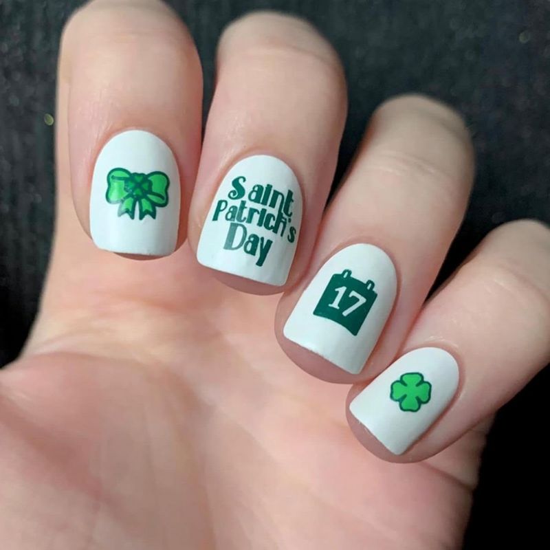 Photo 1 of 24Pcs White&Green Press on Nails Short Square Fake Nails with Design Four Leaf Clover bow Stick on Nails Matte Acrylic False Nails for Women?Girls St. Patrick's Day Manicure?Green?White? https://a.co/d/b2YrZL9