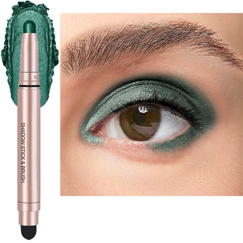 Photo 1 of Green Eyeshadow Stick, Shimmer Cream Single Eyeshadow Pencil High Pigmented Eye Shadow Brightener Stick, Hypoallergenic Waterproof Long Lasting Highlighter Stick ***** 4 PACK BUNDLE *****