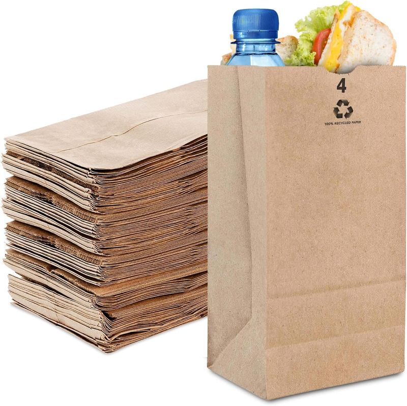 Photo 1 of  Paper Lunch Bags (200 Count) - Bulk Disposable Lunch Sacks, Small Size Blank Bag 