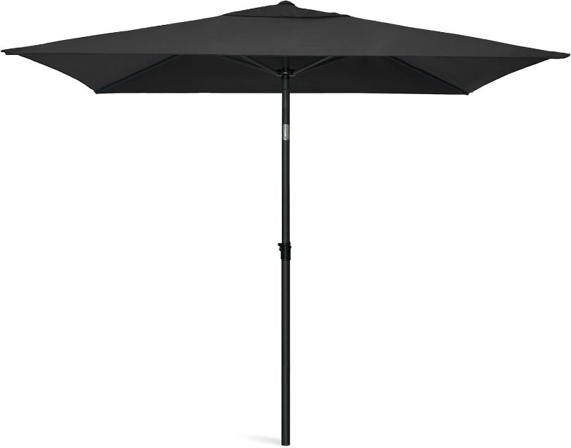 Photo 1 of AMMSUN 6.6 x 4.3ft Rectangular Patio Umbrella Outdoor Table Umbrella Steel Pole and Ribs, Push Button Tilt, Black