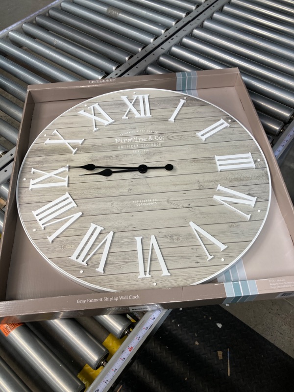 Photo 1 of FirsTime & Co. Gray Emmett Farmhouse Shiplap Clock, American Designed, Gray, 27 x 2 x 27 inches (31205)