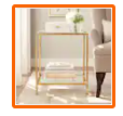 Photo 1 of Bella Square Gold Metal and Glass Side Accent Table (20 in. W x 24 in. H)
