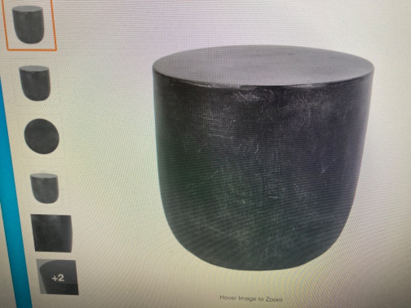 Photo 1 of Acosta Matte Black Stone Outdoor Side Table