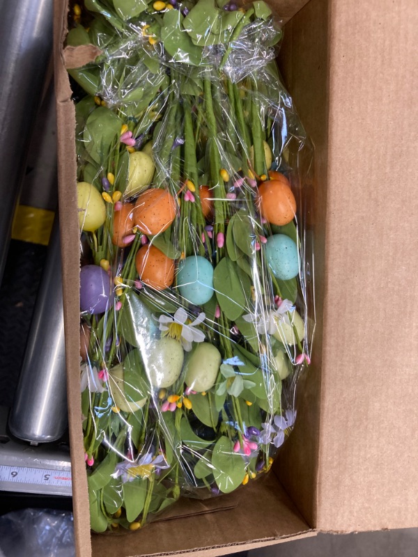 Photo 3 of 18 Pcs Artificial Easter Spray Vine Eggs Berries Spring Floral Stems 17 Inch Tall Artificial Spring Flower and Eggs Berry Stems with Green Leaves for Decor Spring Easter Craft Floral Arrangement