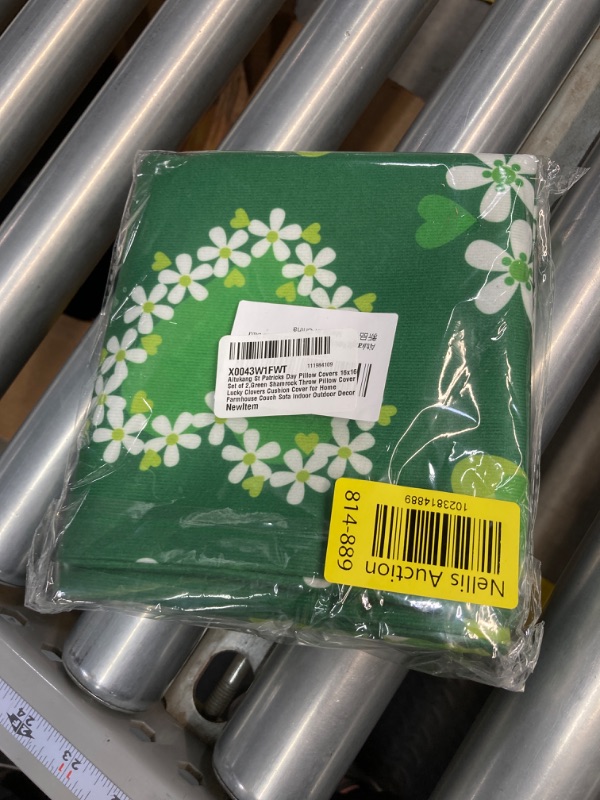 Photo 1 of Aitukang St Patricks Day Pillow Covers 16x16 Set of 2,Green Shamrock Throw Pillow Cover Lucky Clovers Cushion Cover for Home Farmhouse Couch Sofa Indoor Outdoor Decor