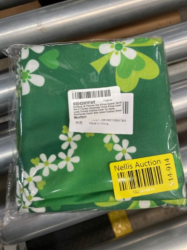Photo 1 of Aitukang St Patricks Day Pillow Covers 16x16 Set of 2,Green Shamrock Throw Pillow Cover Lucky Clovers Cushion Cover for Home Farmhouse Couch Sofa Indoor Outdoor Decor