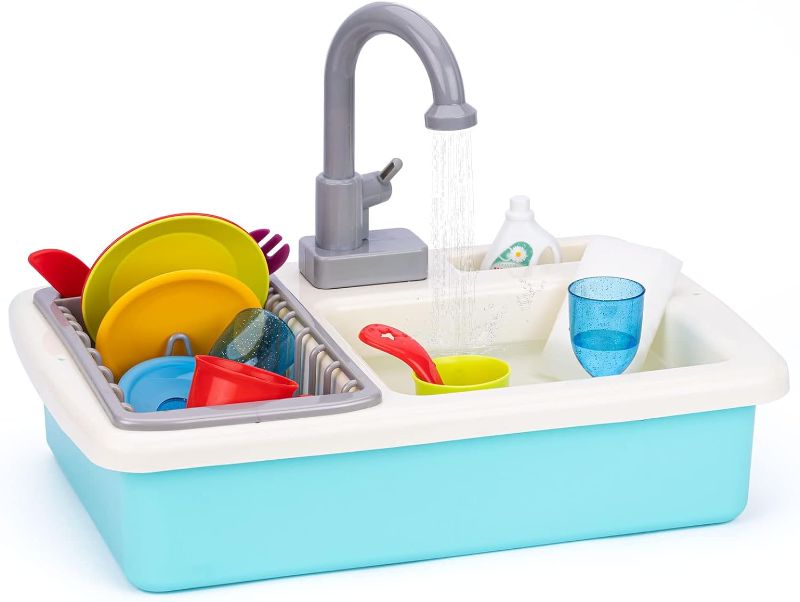 Photo 1 of 20 PCS Baby Bath Play Sink Toys, Kids Toy Sink, Electric Dishwasher Play Kitchen Set with Running Water for Kids Toddler - 3-4 Years Old Boys and Girls Pretend Play
