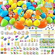 Photo 1 of 100pcs Easter Egg Filled With Toys and Sticker Pack - Prefilled Easter Eggs with Cars, Mochi Toys, Fidget Toys, Mochi and Wobbly Toys