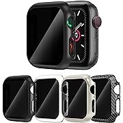 Photo 1 of 4 Pack for Apple Watch Privacy Screen Protector Case Series SE/6/5/4 Anti-Spy PC Hard Bumper Tempered Glass Ultra-Thin Bubble-Free Film for iWatch 44mm 2 unit 