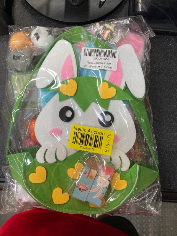 Photo 3 of 108Pcs Easter Basket Stuffers Felt Rabbit Basket with Bunny Ears Headbands, Pull Back Cars, Rainbow Circles, Pop chains and More Perfect Goodie Bag Stuffers for Kids and Prize Box Toys