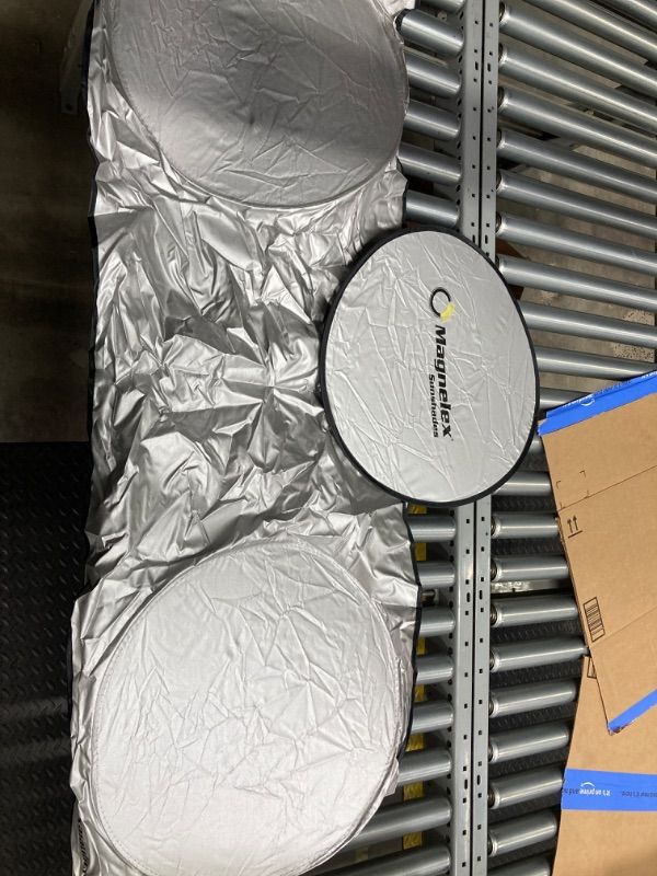 Photo 1 of Magnelex Windshield Sun Shade for Jeep Wrangler, Rubicon, Gladiator with Bonus Steering Wheel Sun Shade. 240T Reflective Fabric Blocks Sun. Foldable Sun Shield Keeps Your Vehicle Cool X-SMALL - (59" x 21")