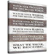 Photo 1 of  2 pack Inspirational Wall Art Motivational Quotes Retro Brown Wooden Board Framed Canvas Picture Signs Prints Vintage Canvas Pictures Artwork for Kids Living Room Bedroom Home Office Wall Decor 12" x 16"