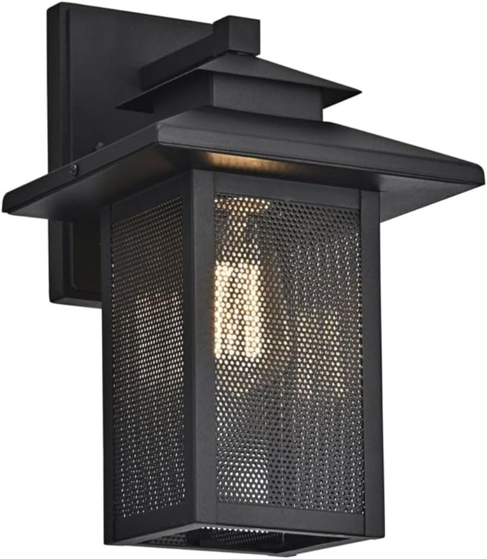 Photo 1 of 13 in. Ironclad Transitional 1 Light Outdoor Wall Sconce Textured Black