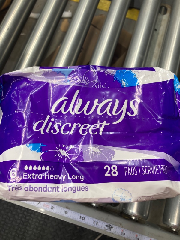 Photo 1 of Always Discreet Adult Incontinence Pads for Women and Postpartum Pads, Extra Heavy Long, up to 100% Bladder Leak Protection, 112 Count (Packaging May Vary)