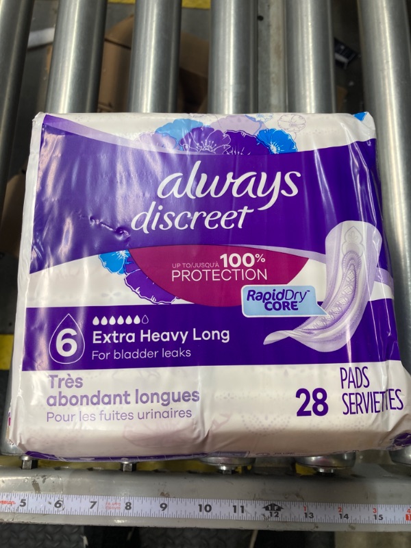 Photo 1 of Always Discreet Adult Incontinence Pads for Women and Postpartum Pads, Extra Heavy Long, up to 100% Bladder Leak Protection, 112 Count (Packaging May Vary)