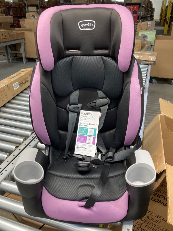 Photo 2 of Evenflo Maestro Sport Convertible Booster Car Seat, Forward Facing, High Back, 5-Point Harness, For Kids 2 to 8 Years Old, Whitney Pink