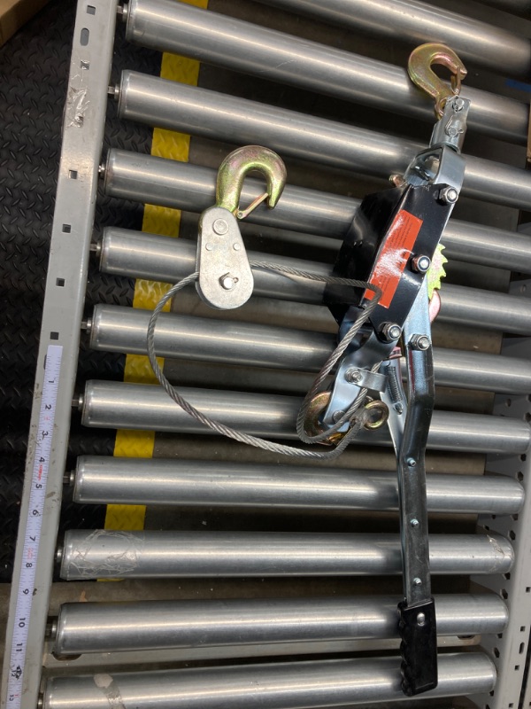 Photo 1 of 4 Ton Heavy Duty 2 Hook Steel Cable Dual Gear Power Puller Come Along Chain Winch Ratchet Tool, Automotive Hoist Hand Winch Cable Puller Stretcher Lift