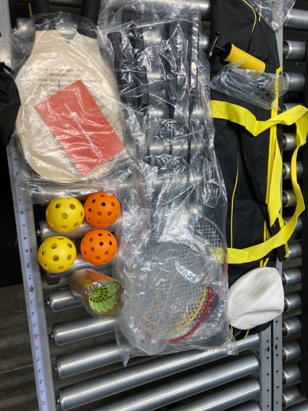 Photo 1 of All-in-One Pickleball & Badminton Net Set, Portable Volleyball Net Set for Backyard, Outdoor Sports Game Set w/Volleyball Pickleball Paddles & Badminton Rackets