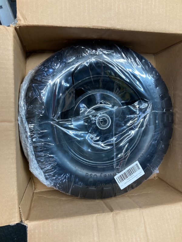 Photo 3 of Wheelbarrow Tires 4.80/4.00-8 Flat Free-16"Universal Solid Wheels with 5/8" & 3/4" Bearings for Wheelbarrows/Hand Truck/Garden Trailers/Cart, Non-Slip Wheel Barrow Wheels and Tires Kit (1 Pack) 4.80/4.00-8 1Pack