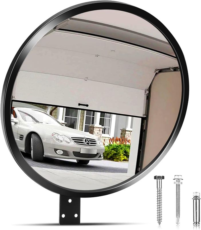 Photo 1 of 12” Acrylic Convex Mirror, Round Indoor Security Mirror for the Garage Blind Spot, Store Safety, Warehouse Side View, and More, Wall Mirror for Personal or Office Use - Vision Metalizers,BlackI’m 