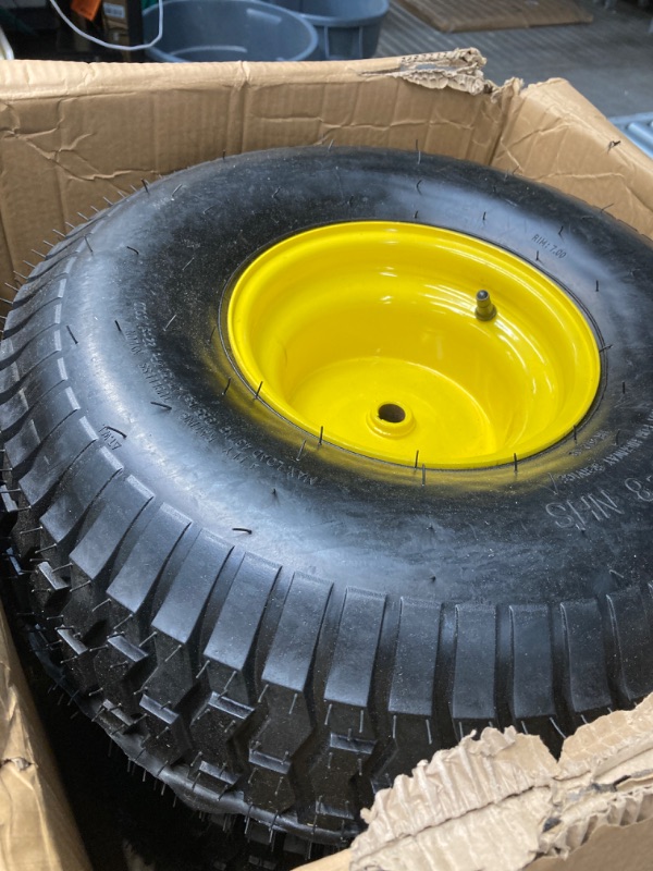 Photo 2 of 2PCS 20x8.00-8 Lawn Mower Tires with Rim,20x8x8 Lawn Tractor Tires,20x8.00-8nhs Tires for Lawn Garden Tractors,4 Ply Tubeless,3.5" Offset Hub,3/4" Bushing with 3/16" Keyway,965lbs Capacity 20x8.00-8 Tires with Rim