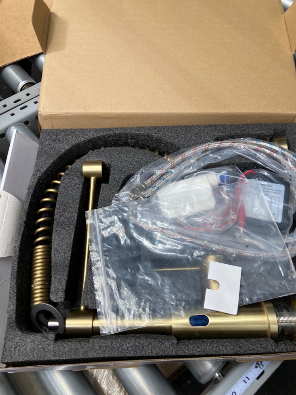 Photo 1 of OWOFAN Touchless LED Light Kitchen Sink Faucet Pull Down Sprayer Smart Motion Sensor Activated Hands Free Single Handle Kitchen Faucet Brushed Gold 1079J-LED Touchless Brushed Gold