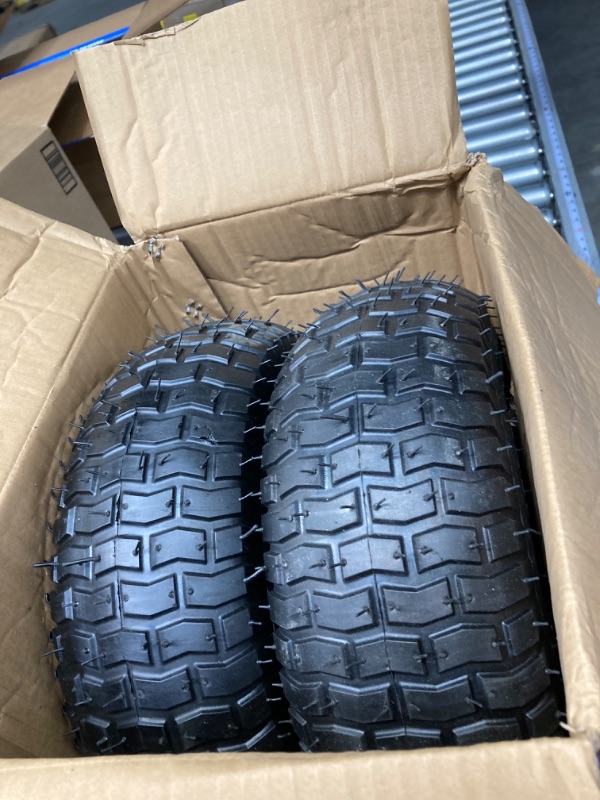 Photo 2 of 15 x 6.00-6 Tire and Wheel Set Lawn Mower Tire and Wheel Tractors Front Tire for the stock front wheels of John Deere Riding Mowers 15*6-6 Tube-with rim