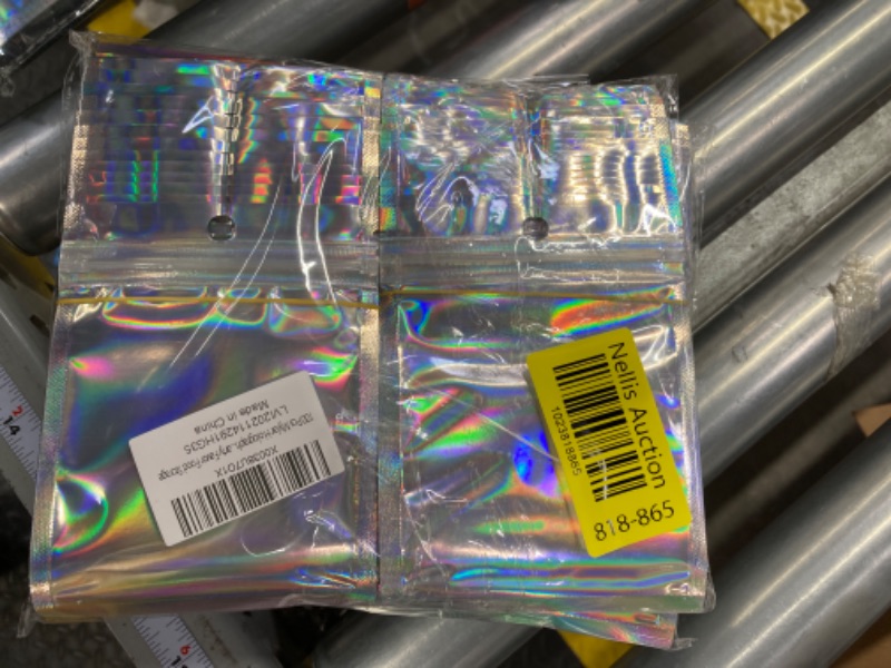 Photo 2 of 100 Pcs Mylar Holographic Bags,Resealable Smell Proof Baggies Lip Gloss Packaging Foil Pouch Ziplock Bags for Party Favor Food Storage Holographic 3.5x4.7inch(inner size:2.5x3.5inch) *** 3X1 COMBO PACK**