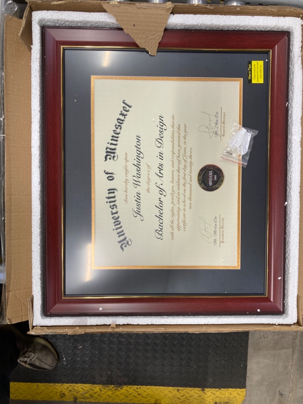 Photo 2 of 11x14 Diploma Frame with 8.5 x 11 Opening Black Mat, Display 8.5x11 Degree Certificate Document, Wall Mount or Tabletop Display(Cherry Red)