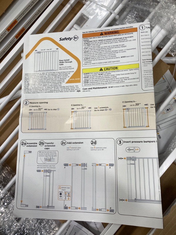 Photo 3 of Safety 1st 2 Pack Easy Install 28" Walk Thru Gate, Fits Between 29" and 38" 2-Pack Original Size White