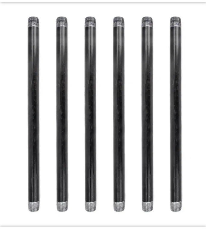 Photo 1 of 1/2 in. x 14 in. Black Industrial Steel Grey Plumbing Pipe (6-Pack)