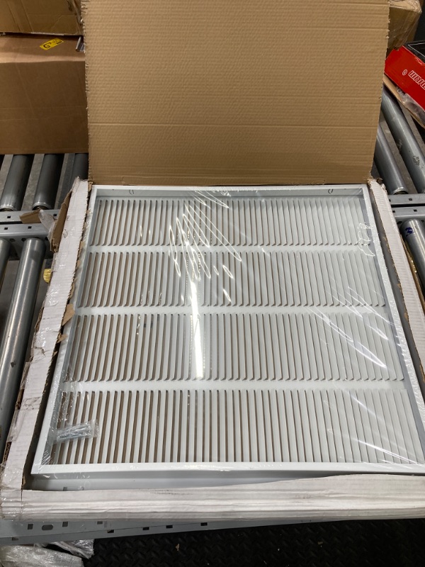 Photo 2 of 24"x24" Steel AIR Return Filter Grille, OPENABLE FACE, White & PAINTABLE