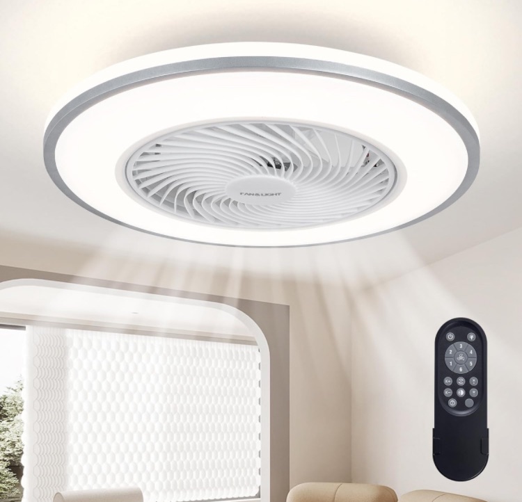 Photo 1 of Ceiling Fans with Lights, Low Profile Ceiling Fan with Light and Remote, Flush Mount Ceiling Fan with 6-Speed Reversible for Bedroom Living Room Kitchen
