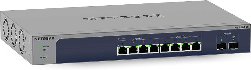 Photo 1 of NETGEAR 10-Port 10G Multi-Gigabit Ethernet Smart Switch (MS510TXM) - Managed, 8 x Multi-gig Ports, 2 x 10G SFP+, Optional Insight Cloud Management, Desktop or Rackmount, Limited Lifetime Protection 10 port | Multi-Gig | 2xSFP+