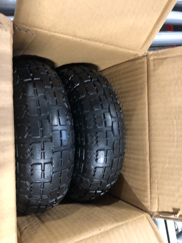 Photo 1 of 10" Heavy Duty 4.10/3.50-4 Tire - Dolly Wheels and Hand Truck Wheels Replacement - 4.10 3.50-4 Tire and Wheel for Gorilla Cart, Generator, Lawn Mower, Garden Wagon. 5/8" Axle Borehole (2 Pack) Ram-Pro 2 PACK 10 Inch