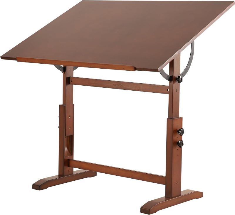 Photo 1 of VISWIN 30" x 42" Extra-Large Artist Drafting Table, Adjustable Height & Angle, Solid Pine Wood Drawing Table, Art Table for Adults, Tilts Flat, Craft Table for Painting, Writing, Reading
