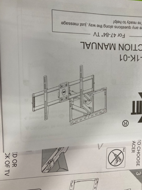 Photo 3 of USX MOUNT Full Motion TV Wall Mount for Most 47-84 inch Flat Screen/LED/4K TV, TV Mount Bracket Dual Swivel Articulating Tilt 6 Arms, Max VESA 600x400mm, Holds up to 132lbs, Fits 8” 12” 16" Wood Studs