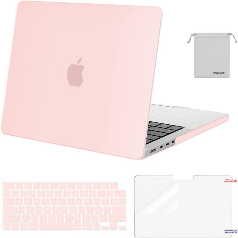 Photo 2 of MOSISO Compatible with MacBook Pro 14 inch Case 2024 2023 2022 2021 Release M3 A2918 A2992 M2 A2779 M1 A2442 Pro Max, Plastic Hard Shell&Keyboard Cover&Screen Protector&Storage Bag, Chalk Pink
