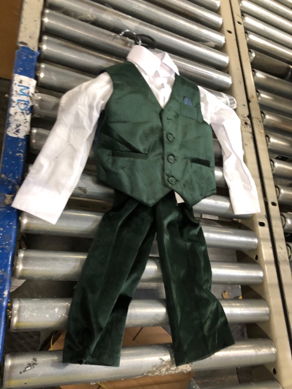 Photo 1 of Isaac Mizrahi Boys' 4-Piece Velvet Vest Set 2 Hunter Green