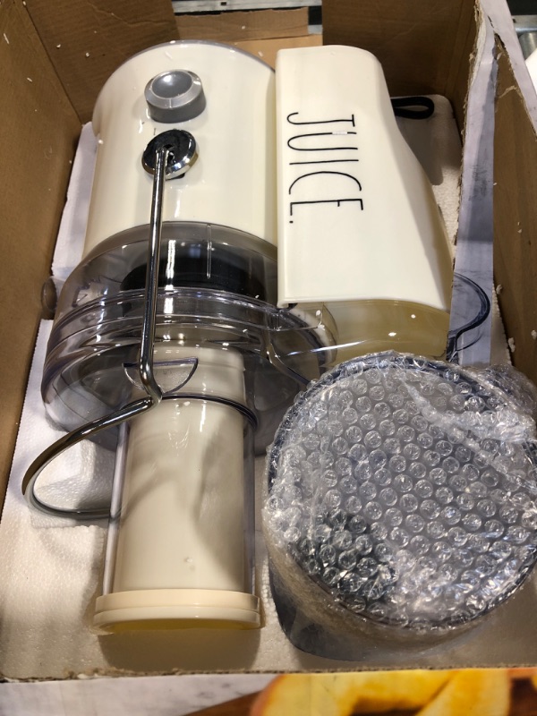 Photo 1 of Rae Dunn Juicer Machine - 3 INCH Big Mouth Feed Chute for Whole Fruits and Vegetables, Easy to Clean, 1 L Capacity Juice Collector, BPA Free, 650 Peak Watt Motor (Cream)