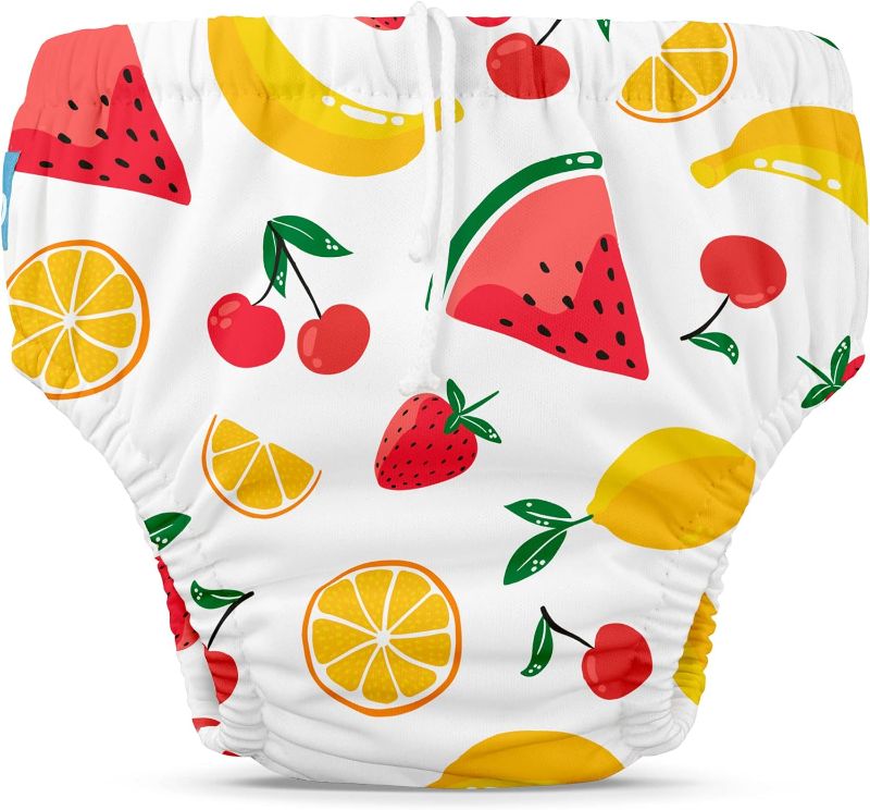 Photo 1 of Charlie Banana Reusable Swim Diaper, Washable, Adjustable Drawstring for Baby Girls Boys, Soft and Snug Waterproof Fit to Prevent Leaks - Banana Fiesta, Size M (16-28 lbs.)
