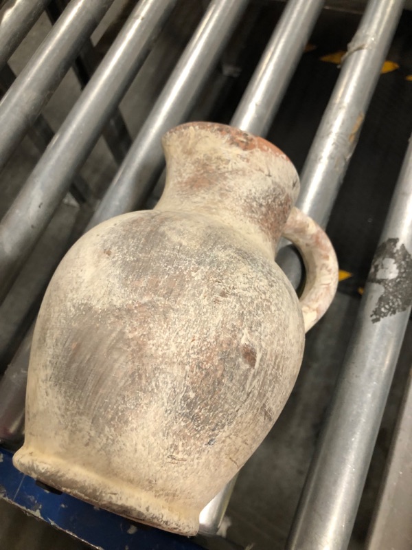 Photo 1 of SIDUCAL Ceramic Rustic Farmhouse Vase with Handle, Terracotta Vase, Minimalist Decorative Vases for Home Decor, Table, Living Room, Shelf, Christmas Decoration(Gray)