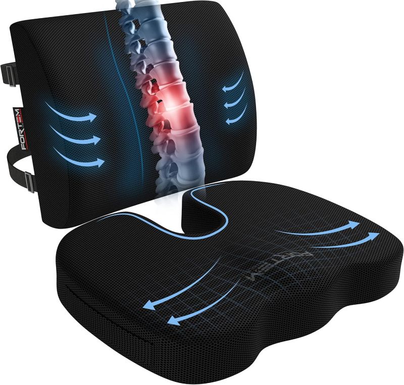 Photo 1 of FORTEM Chair Cushion, Seat Cushion for Office Chair, Lumbar Support Pillow for Chair, Car Seat Cushion, Back Support Memory Foam Pillow Washable Cover

