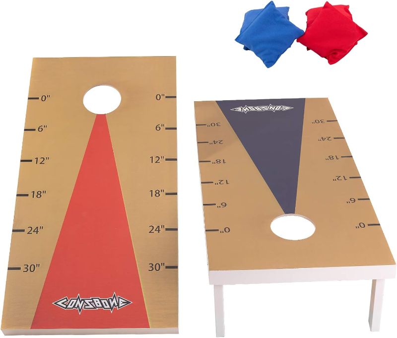 Photo 1 of Cornhole Board Set - 4'x2' or 2'x1' Game Boards Corn Hole Toss Game, Includes Carrying Case and 8 Bean Bags Perfect for Outdoor and Indoor Play Holiday Party
