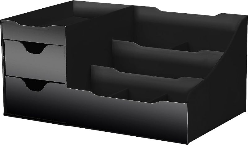 Photo 1 of Uncluttered Designs Large Black Vanity Organizer - Countertop Mens Organizer With Drawers for Cologne, Deodorant, Beard, Shaving Lotion, Perfume & Skincare - Perfect for Bathroom & Bedroom Storage