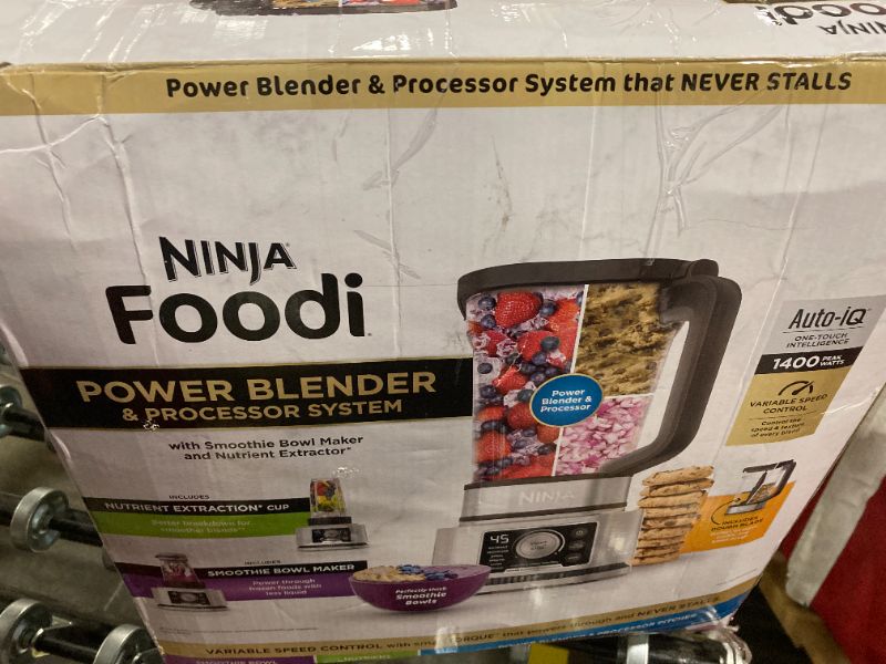 Photo 2 of **MISSING PARTS READ NOTES BEFORE PURCHASE**Ninja SS351 Foodi Power Blender & Processor System 1400 WP Smoothie Bowl Maker & Nutrient Extractor* 6 Functions for Bowls, Spreads, Dough & More, smartTORQUE, 72-oz.** Pitcher & To-Go Cups, Silver Silver 72 fl 