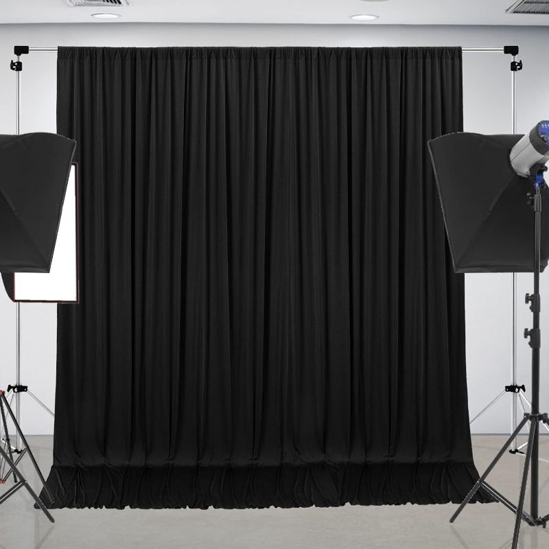 Photo 1 of  Wrinkle Free Black Backdrop Curtain Panels, Polyester Photography Backdrop Drapes, Wedding Party Home Decoration Supplies
