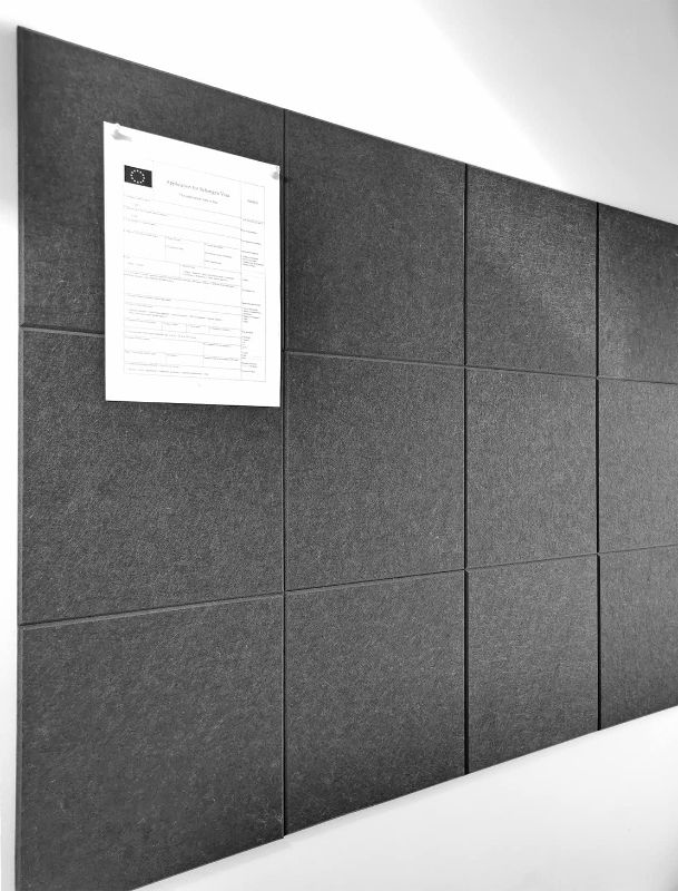 Photo 1 of Black Cork Board 47"x35" - 12 Pack Felt Wall Tiles with Safe Removable Adhesive Tabs, Large Cork Board 48 x 36 inches Cork Board for Office Large Cork Boards for Walls 72 x 48 - Gray Black