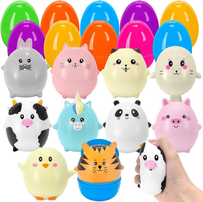 Photo 1 of 10 Jumbo Easter Eggs with Squishy Animal Toys Cute Slow Rising Animal Squishy Toys with Big Easter Eggs for Easter Eggs Hunt Easter Basket Stuffers/Fillers Easter Gifts
