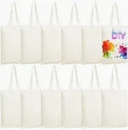 Photo 1 of 12 Pack Sublimation Tote Bags Blank Canvas Bag Reusable Grocery Bags 15.7x12 Inch Washable Heat Transfer Bag Bulk DIY Craft (Creamy White)